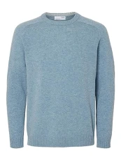 Men's Slhnewcoban Lambs Wool Crew Neck W Noos Knitted jumper, light blue, L