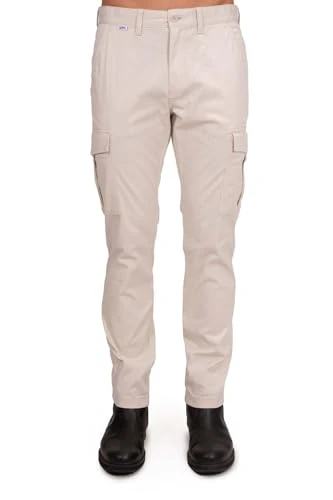 - Men's Slim Cargo Trousers with Logo Label, beige, 30