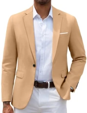 Men's Slim Fit Casual Blazers Lightweight Sport Coats One Button Suit Jackets, Light Khaki, M Men's Slim Fit Casual Blazers Lightweight Sport Coats One Button Suit Jackets, Light Khaki, M
