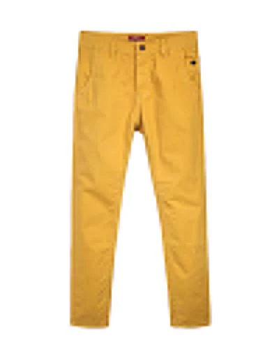 Men's Slim Fit Casual Cotton Trousers with Pockets Outdoor Solid Color Working Pants Yellow 36