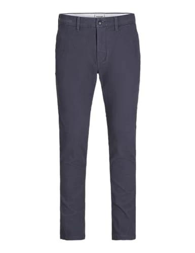 Men's Slim Fit Chino Trousers - Classic Style Authentic Look Tapered Leg Pants, India Ink Colour, Sizes- 34 Waist 32 Inside Leg