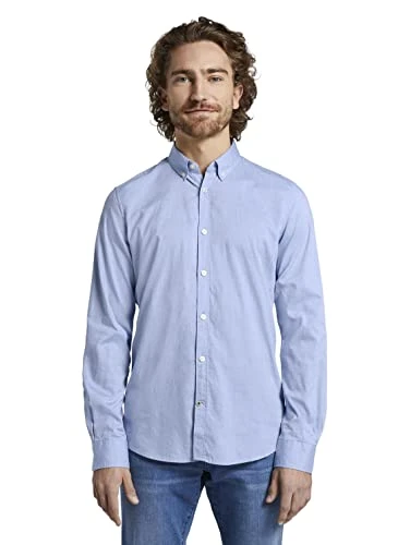 Men's Slim Fit Cotton Shirt 1008320, 15837 - Light Blue Oxford, 3XL