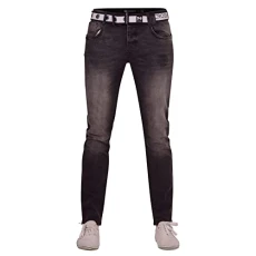 Mens Slim Fit Jeans Free Belt Button Fly Straight Leg Designer Denim