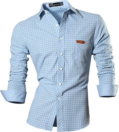 Men's Slim Fit Long Sleeves Casual Button Down Dress Shirts 8615 - - S