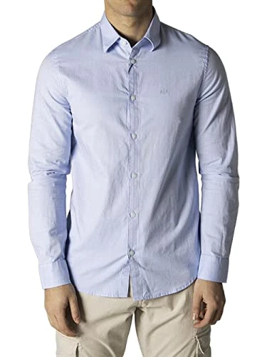 Men's Slim fit Oxford Shirt with Button Placket, Light Blue Oxford/7b, XXL