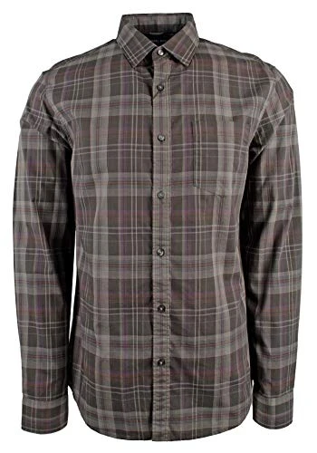 Men's Slim Fit Plaid Cotton Long Sleeve Shirt-CG-S Cedar Green