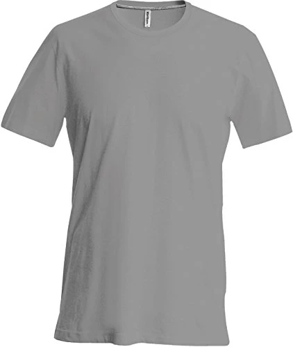 Mens Slim Fit Short Sleeve Crew Neck T-Shirt (L) (Grey)