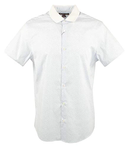 Men's Slim Fit Short Sleeve Woven Shirt-B-XXL