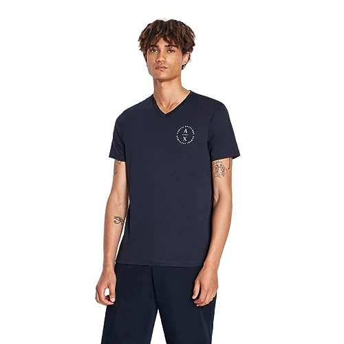 Men's Slim Fit V Neck Pima Cotton Logo Tee, Navy, XXL