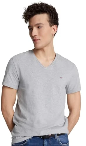 Men's Slim Fit V-Neck T-Shirt, Grey Heather., XL