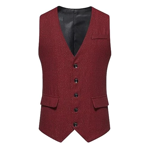 Men's Slim Fit Wedding Waistcoat Casual Regular Fit Business Suit Vests Classic-Fit soild Suit for Men Breathable Outdoor Mens Waistcoats Uk