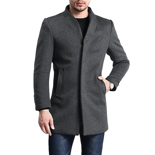 Mens Slim Fit Winter Coat Mid Length Overcoat Wool Trench Coat Casual Warm Outdoor Coat Jacket #1681