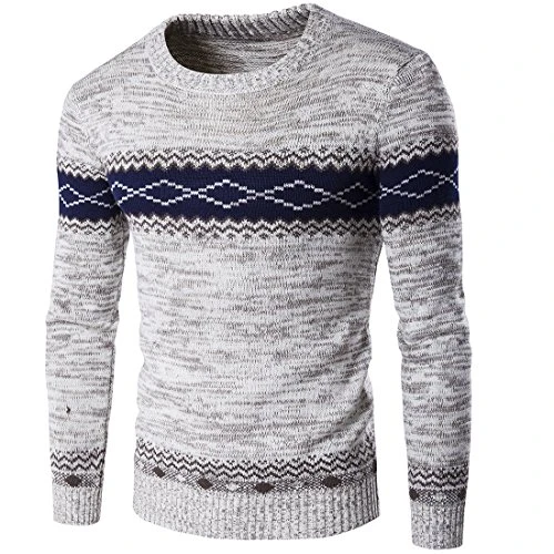 Mens Slim Jumper Pullover Knitwear Crew Neck Long Sleeves Knitted Top Khaki S