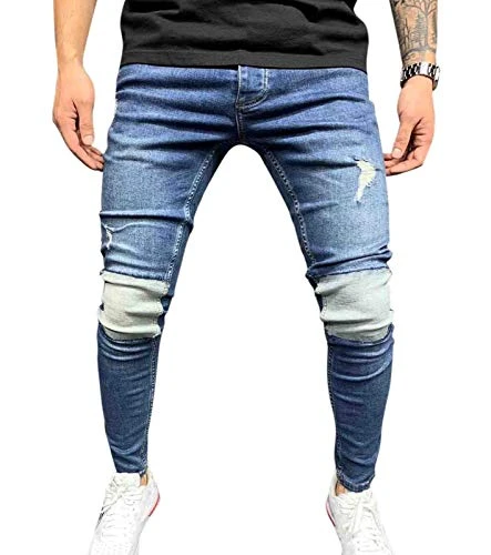 Men's Slim Pencil Pants Jeans Stitching Skinny Jeans