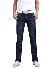 Mens Slim Regular Fit Straight Leg Basic Denim Jeans Trousers DarkBlue 30