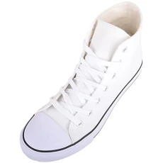 Mens Slip On Lace Up High Top Canvas Summer Trainers Pumps Sneakers - White - UK 7 / EU 41 Mens Slip On Lace Up High Top Canvas Summer Trainers Pumps Sneakers - White - UK 7 / EU 41