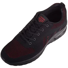 Mens Slip On Lace Up Lightweight Breathable Sports Running Walking Sneakers Trainers - Black/Red - UK 9 / EU 43 Mens Slip On Lace Up Lightweight Breathable Sports Running Walking Sneakers Trainers - Black/Red - UK 9 / EU 43
