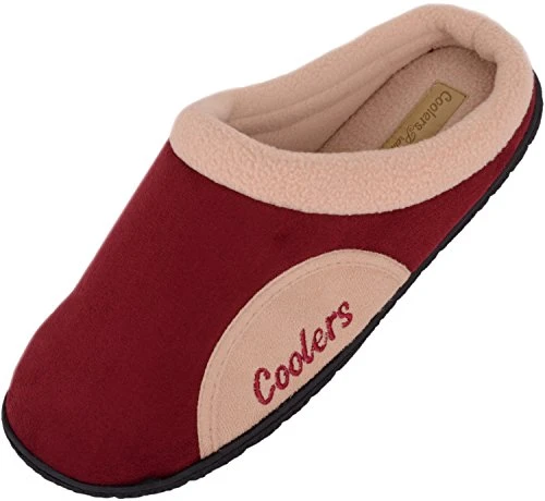 Mens Slip On Mules/Slippers/Indoor Shoes with Fleece Linning - Burgundy - UK 7