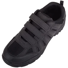 Mens Slip On Three Strap Touch and Close Walking Hiking Travel Trainers Boots - Black - UK 9 / EU 43