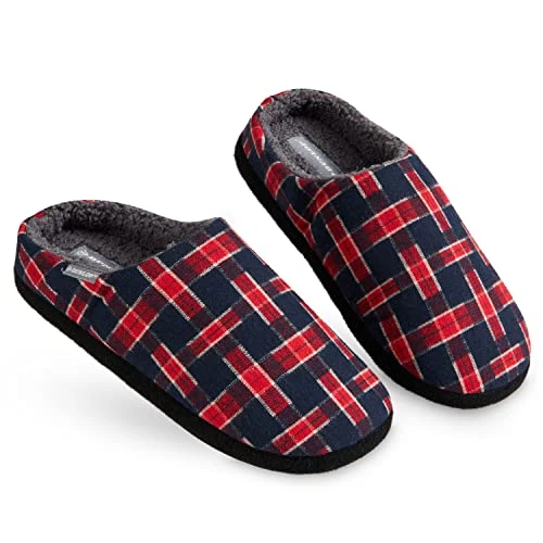 Mens Slippers, Comfy Memory Foam Slippers For Men, Warm Faux Sheepskin Slippers Mens, Indoor Outdoor