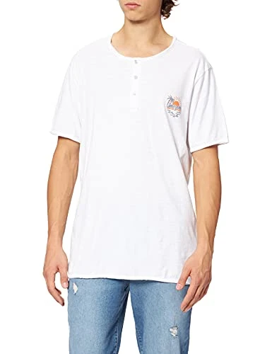 Men's Slub Henley Shirt, pure white, M