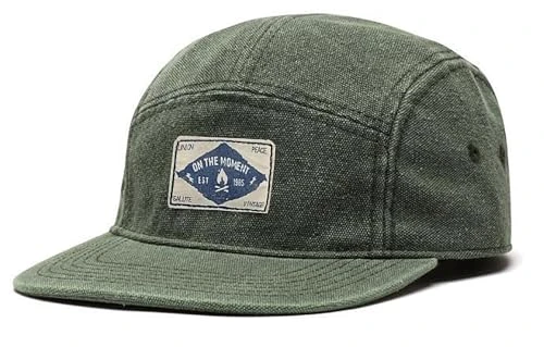 Men's Snapback Cap Washed Cotton Baseball Cap Denim 5 Panel Hat Women's Adjustable Flat Brim Caps Vintage Hip Hop Cap Unisex Distressed Trucker Cap Classic Outdoor Sports Cap Linen Army Green