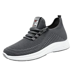Men's Sneakers Hard Sole Sneakers for Men Autumn and Winter Comfortable Lightweight Breathable Solid Color Slip On Black Sneakers Man Dress, grey, 9 UK