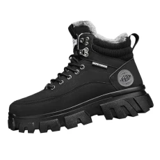 Mens Snow Boots Water Resistant Fur Lined Low Profile Ankle Boots Autumn Winter Thermal Slip on Hiking Non Slip Fashion Shoes Hiking Boots Men Comfortable Lightweight Zip Walking Booties