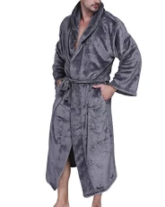 Mens Soft & Cosy Warm Hooded Dressing Gown Bathrobe Towelling Bath Robe Housecoat Nightwear Lounge Wears Dark Gray XL Mens Soft & Cosy Warm Hooded Dressing Gown Bathrobe Towelling Bath Robe Housecoat Nightwear Lounge Wears Dark Gray XL