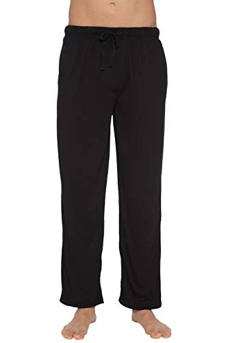 Men's Soft Knit Pajama Sleep Pant Bottom, Black, Small