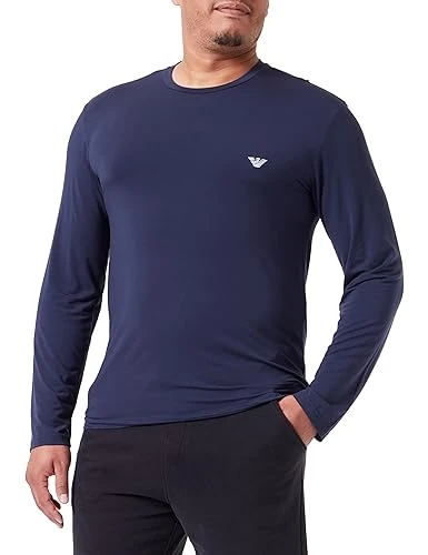 Men's  Soft Modal Men's Long-sleeved T-shirt T Shirt, Navy, S UK