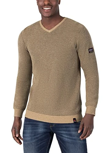 Men's Soft V Long-Sleeved Shirt Sweater, Camel Beige, XXL