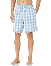 Men's Soft Woven 100% Cotton Elastic Waistband Sleep Pajama Short, Riviera Blue, Large Men's Soft Woven 100% Cotton Elastic Waistband Sleep Pajama Short, Riviera Blue, Large