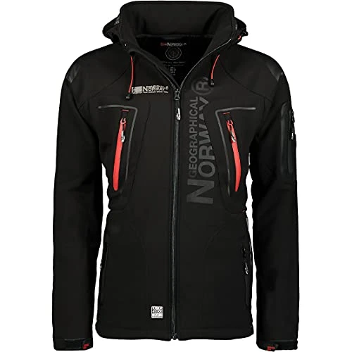 Men's Softshell Functional Outdoor Jacket Water-Resistant - Black - Black, Large