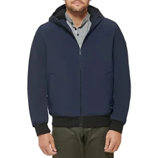Men's Softshell Sherpa Lined Bomber Jacket, Navy, M Men's Softshell Sherpa Lined Bomber Jacket, Navy, M