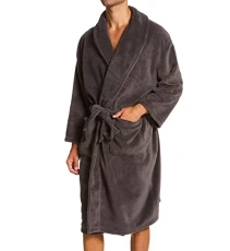 Men's Solid Shawl Robe, Carbon, One Size