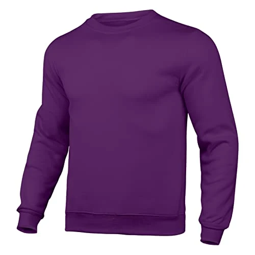 Men's Solid Sweatshirts Hoodless Sweatshirt Crewneck Sweatshirt Stretch Pullover Sweater Warm Fleece