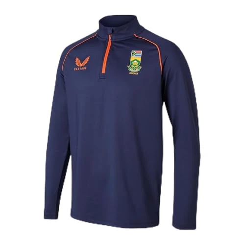 Mens South Africa Cricket Quarter Zip Training Top Navy L