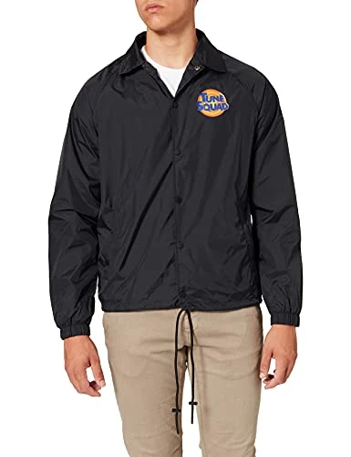 Men's Space Jam Tune Squad Logo Coach Jacket, Black, XXL