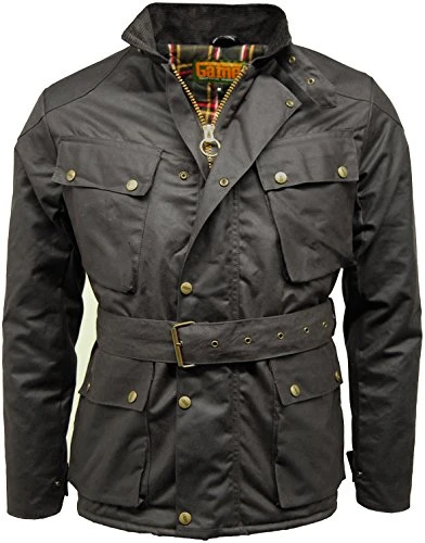 Mens Speedway Quilted Biker Wax Jacket with Tartan Lining (S, Black)