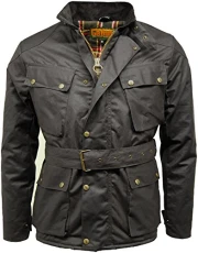 Mens Speedway Quilted Biker Wax Jacket with Tartan Lining (S, Black) Mens Speedway Quilted Biker Wax Jacket with Tartan Lining (S, Black)