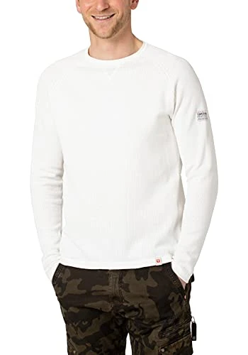 Men's Spiral Knit Crewneck Sweater, Off White, XXXL