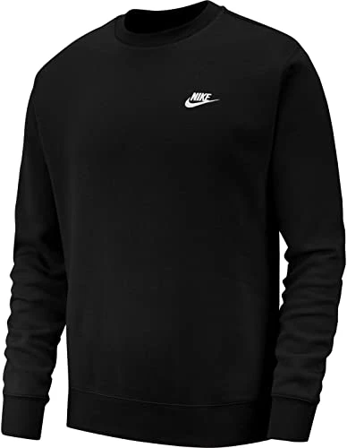 Mens'  Sportswear Club Crew Long Sleeved T-Shirt, Black/(White),Medium