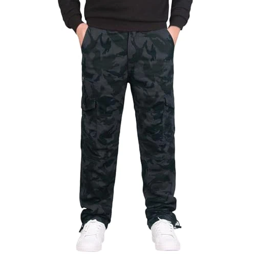 Men's Spring Cashew Casual Sports Haren Trousers Baggy High Street Multi Bag Overalls Cargo Trousers Man Summer Trousers Men's Jogging Bottoms Men's Training Trousers Men, Camouflage, XL