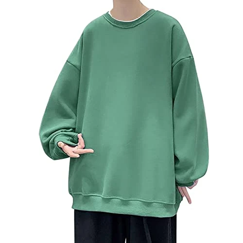 Men's Spring Sweatshirt Soft Cotton Crew Neck Pullover Sweatshirts for Men Pullover Without Men, Gre