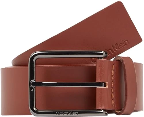 Men's Square Buckle Leather Belt, Brown (Dark Tan), 43,3 inches