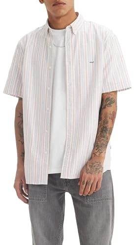 Men's Ss Authentic Button Shirt, Cupertino Stripe Bri, L