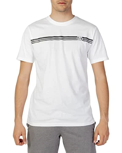 Men's SS Stripe B T-Shirt, White and black, L