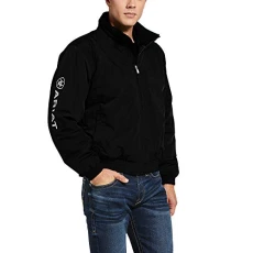 Mens Stable Coat Jacket Black - Lightweight Waterproof Sprayproof - Wind Resistant. Mock collar. Fitted hem Mens Size - XXL Mens Stable Coat Jacket Black - Lightweight Waterproof Sprayproof - Wind Resistant. Mock collar. Fitted hem Mens Size - XXL
