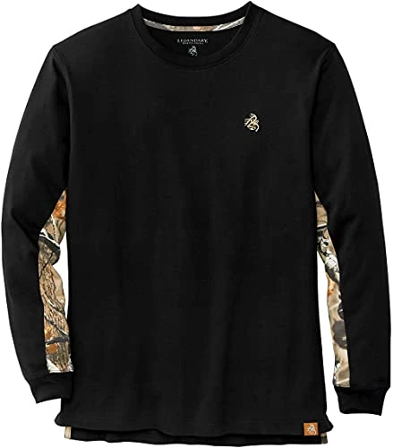 Men's Standard Backcountry Long Sleeve Camo T-Shirt-Casual Crewneck Pullover Regular Fit, Black, Lar